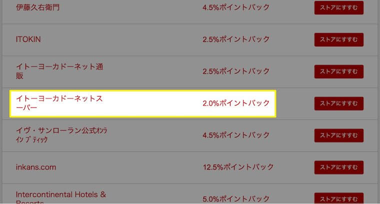 ヨーカドーネットスーパーは2％バック